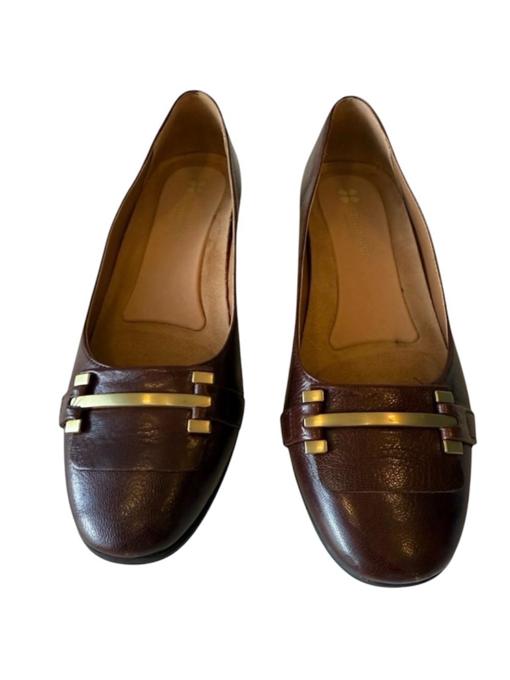 Women’s Rich Chocolate Brown Leather Loafer, Gold Metal Accent Preppy Academia 8
